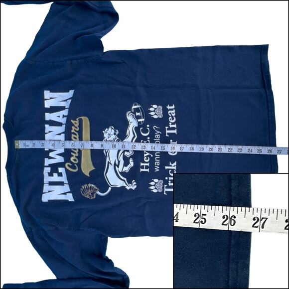 Gildan Long Sleeve Newnan Cougars Tee Shirt Top Sze Medium Dark Blue 100% Cotton - Picture 10 of 11